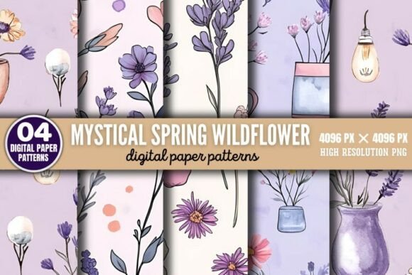 Download Mystical Spring Wildflower Patterns Digi - Patterns Collection